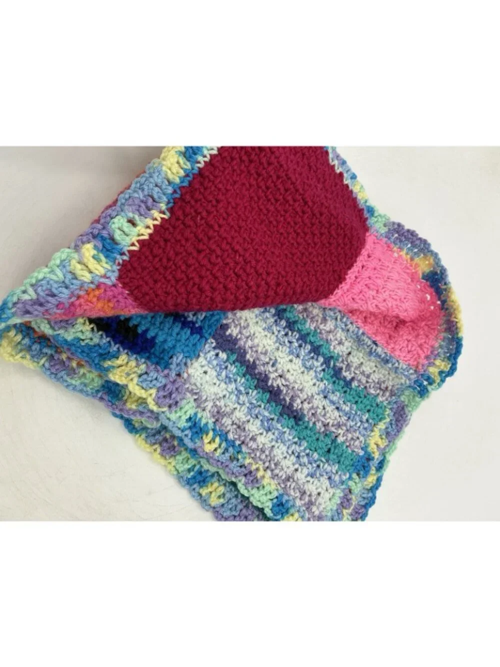 Handmade Crochet Baby Blanket Patchwork Afghan Boho Stroller Car Seat 28x23